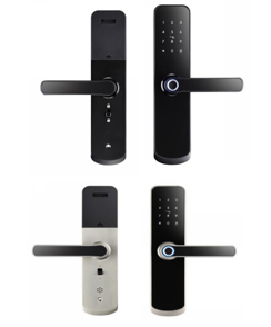 Tuya WiFi BLE Door Lock IP65, Fingerprint, Remote App, Single Latch 5050/6050, Aluminum Alloy, Black/White, Emergency Backup Key